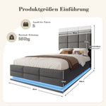 Modern Upholstered Bed 90x200cm, Adjustable Headboard, USB/LED, Hydraulic Storage - Gray Velour