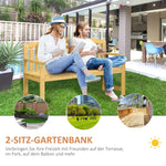 2-Seater Garden Bench Weatherproof Wood Backrest - Orange