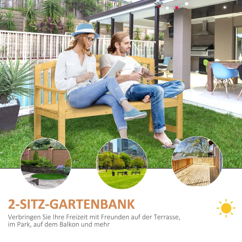 2-Seater Garden Bench Weatherproof Wood Backrest - Orange