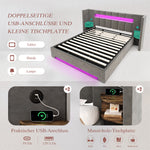 Multifunctional Bed Frame 180x200cm with Storage & LED, Velvet