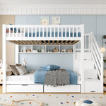 Bunk Bed 90x200cm Drawer Shelf Wardrobe Storage - White