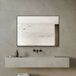 Bathroom Mirror 50x70 cm, Copper-Free HD Wall Mirror, Black Aluminum