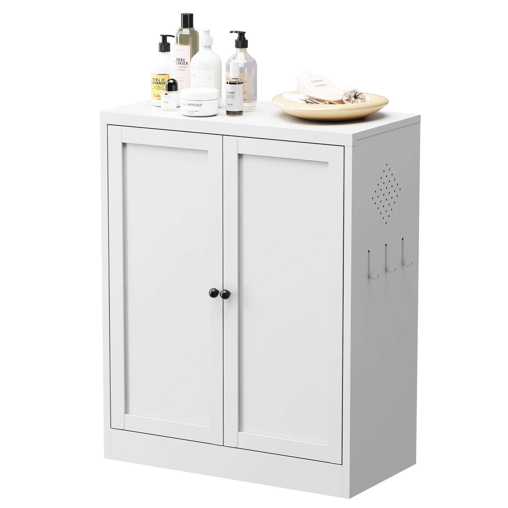 Freestanding Storage Shelf 88cm High, Height-Adjustable Shelves, Metal White