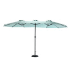 Double Sided Outdoor Umbrella, 14.8 Ft Rectangular Large with Crank, Light Green