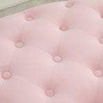 Upholstered Bench with Storage, Oval Shape, Velvet Polyester