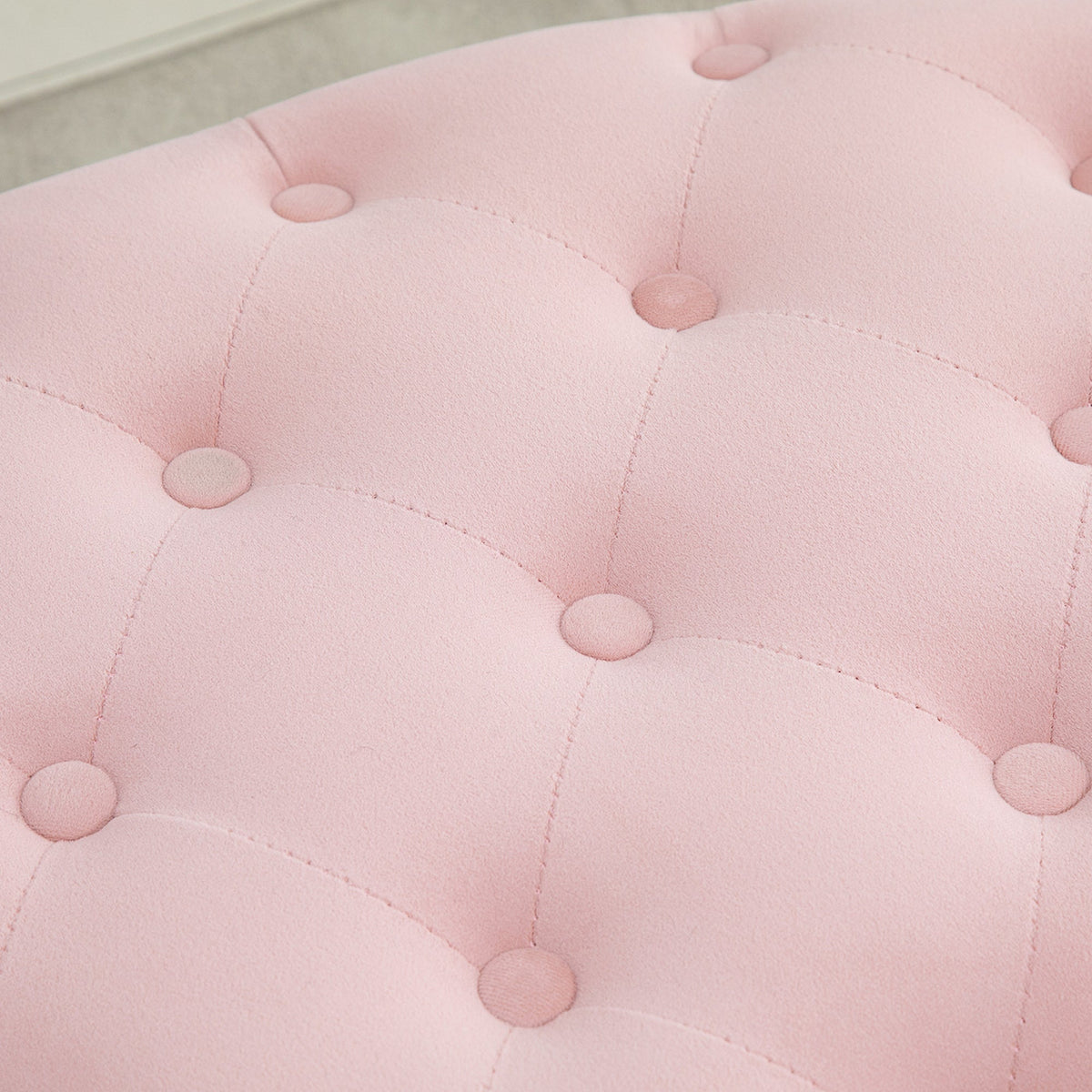 Upholstered Bench with Storage, Oval Shape, Velvet Polyester