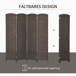 4-Panel Room Divider, Foldable Privacy Screen, Brown