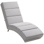 Relaxing Lounge Chair, Upholstered Chaise Longue, Steel Legs, Light Gray