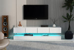 LED TV Lowboard with 2 Cabinets, 4 Drawers & 16-Color LED Lighting for up to 55-Inch TVs, White