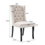 Velvet Dining Chairs Set of 2 Knocker Trim Oak Legs - Beige
