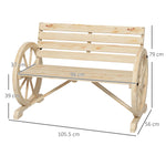 2-seater Garden Bench with Armrests, 240 kg Load Capacity, Fir Wood, Natural