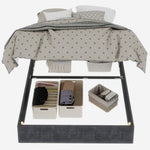 Modern Minimalist Bed Frame 140x200cm Gas Lift Storage, Dutch Velvet Gray