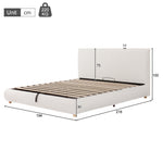 Upholstered Double Bed 180x200cm Hydraulic Storage White Bouclé