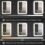 LED Bathroom Mirror 50x70cm, 3 Light Colors, Anti-Fog, Silver Glass