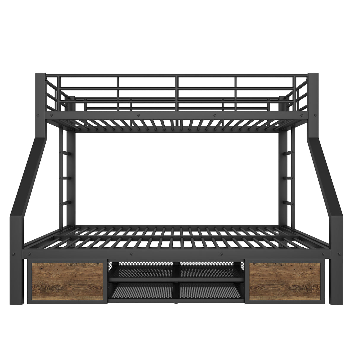 Children's Bunk Bed with Storage & Ladder 90x200/140x200 cm, Black