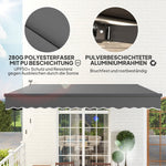 Clamp Awning, Hand Crank Solar Light Articulated Arm UV 50+ 400cm, Gray