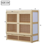 Vertical Wall Bed with Slatted Base and Storage Drawers, 140 x 200 cm, Wood Color