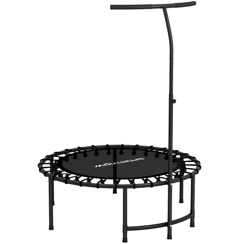 Rebounder Trampoline, 5-Level Adjustable Handle Workout, Black