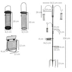 Bird Feeding Station, 208 cm 4 Hooks Bird Bath, Steel, Black
