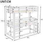 (WX000112AAK-3) Triple Bunk Bed 90x200cm Single-Size Wooden, White