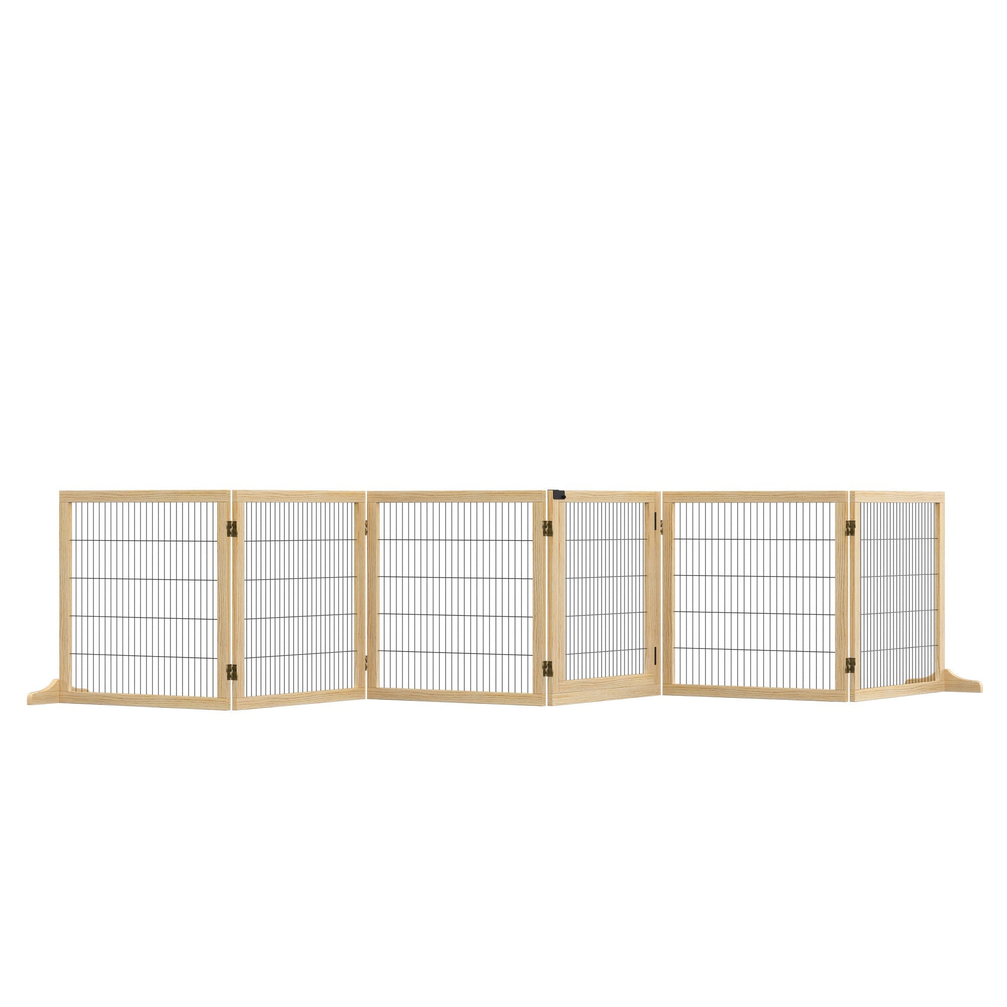 Dog Gate, Bidirectional Folding, Pinewood Metal Natural