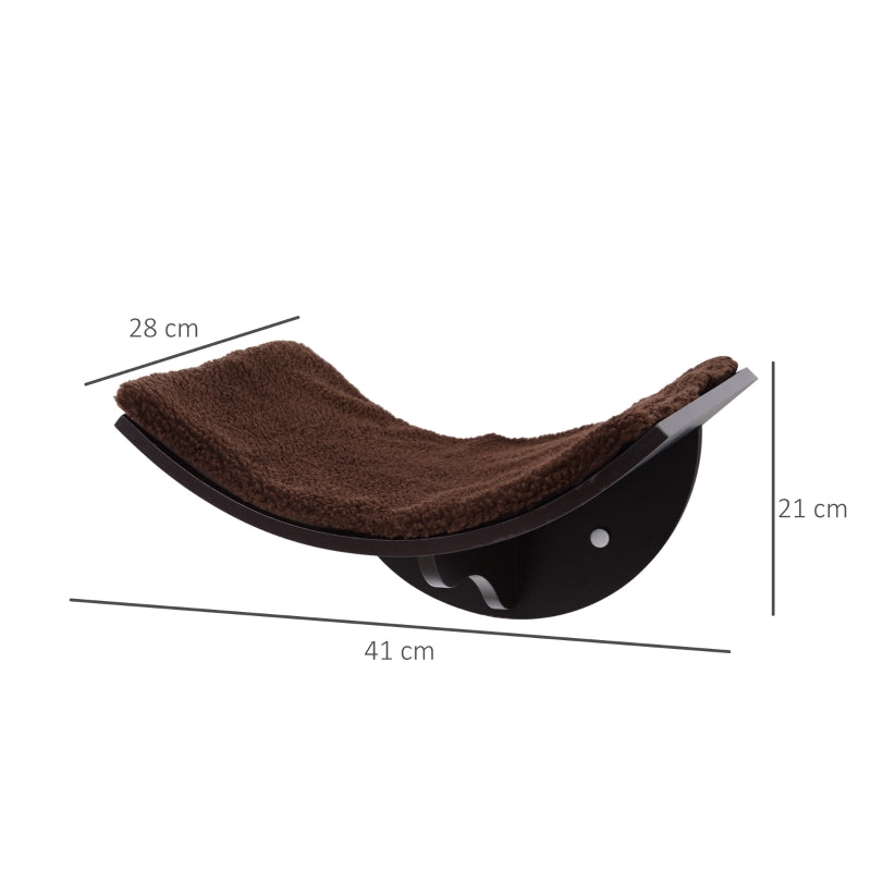 Cat Lounger Wall Mounted Plush Pad Brown