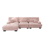 Luxury Modular Corner Sofa - Oversized L-shaped Cloud Couch with Ottoman, Chenille Pink