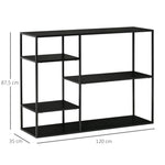 Freestanding Bookcase, 5 Open Compartments, Metal, Black