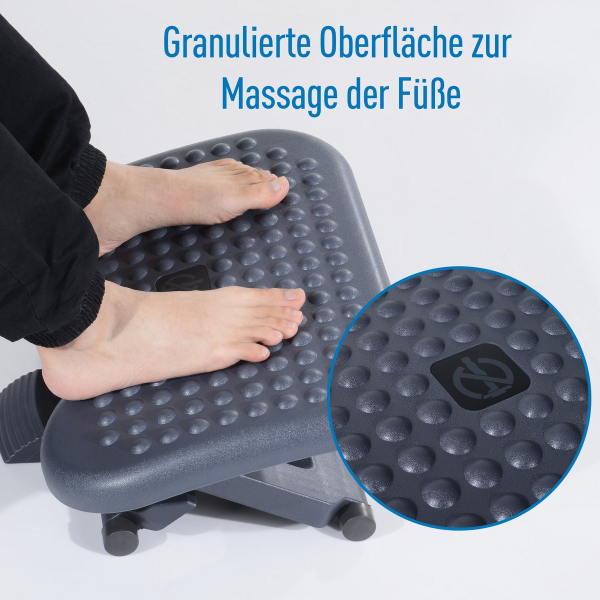 Relax Footrest for Office, Height-Adjustable, Plastic Dark Grey, 46x35cm