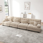 Modular Corner Sofa, 4-Seater Deep Seat Sleeper, Light Brown Chenille