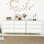 Modular Drawer Unit with 9 Drawers and Modern Sideboard Set, White and Gold