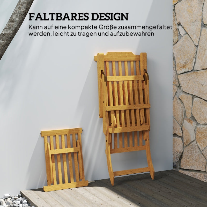 Sun Lounger Folding Garden Lounger with Footrest, Teak