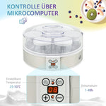 Yogurt Maker Machine, 7 Glass Jars, Stainless Steel, Silver and White