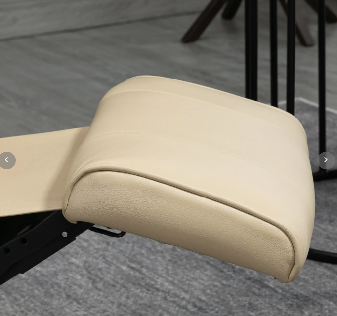 Recliner Chair with Reclining, Footrest, Swivel, Faux Leather Cream White