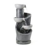 Garden Fountain with LED Lighting and Water Pump, Grey Artificial Stone