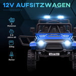 AIYAPLAY Kids Electric Car with Soft Suspension, Remote Control, LED Lights, Horn, 12V Motors, Plastic and Metal, Blue