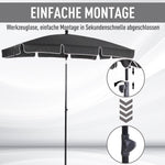 Parasol/Umbrella, Foldable Sunshade for Beach/Garden/Balcony, Grey