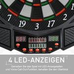 Electronic Dartboard with Door, 216 Games, 4 LEDs, 12 Arrows, ABS PP