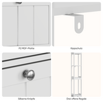 Narrow Tall Cabinet, Freestanding with 2 Drawers and 3 Shelves, White