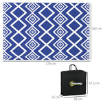 Outdoor Rug, Water-Repellent, with Carrying Bag, Plastic Blue-White