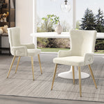 Velvet Dining Chair, Set of 6, Gold Metal Legs, Beige