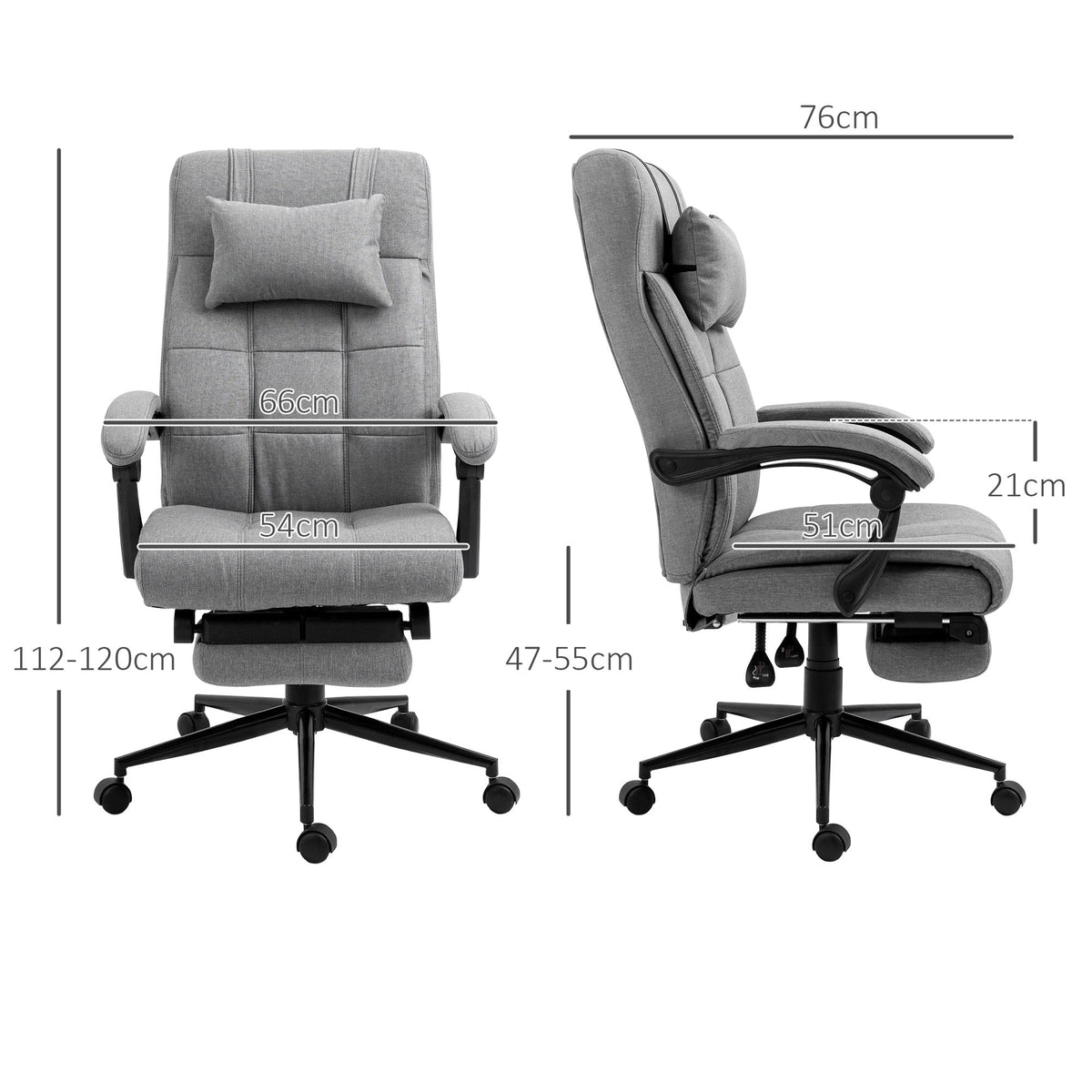 Office Chair Ergonomic Swivel Adjustable with Footrest, Linen