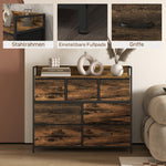 Chest of Drawers, 7 Fabric Drawers, Anti-Tip, Brown MDF
