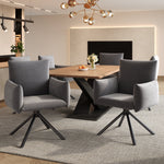 Set of 2 Swivel Chairs Upholstered Metal Legs Lumbar Support - Velvet Grey
