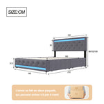 Upholstered Double Bed with Storage Drawers 180x200cm, Beige Velvet