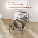 Bed Frame, Foldable, 82.5 cm High, Metal, Black
