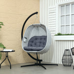 Egg-Shaped Outdoor Hanging Chair, Foldable Swing Hammock with Stand, Gray