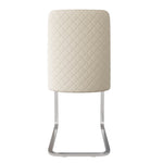 Velvet Dining Chair Set of 6, Diamond Back Design with Silver Metal Legs, Beige Velvet