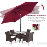 Folding Parasol Garden Umbrella 2.6m Aluminum Hand Crank, Red Polyester