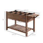 Raised Bed Planter, 8 Grids & Foldable Shelf, Solid Wood, Brown